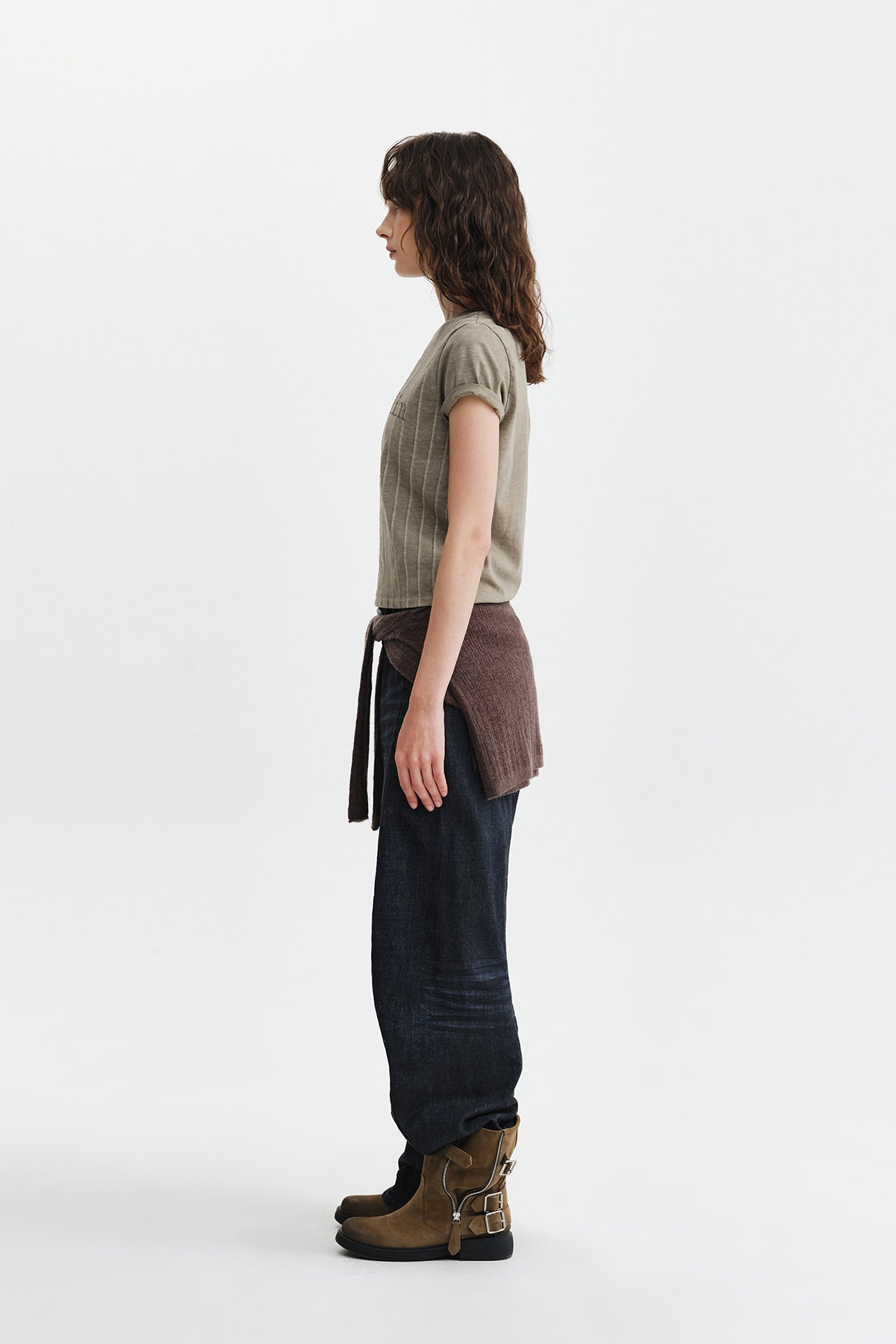 Matin Kim - Washed Logo Full Pintuck Top (Beige) product image 7 | TRAB K-Fashion Australia
