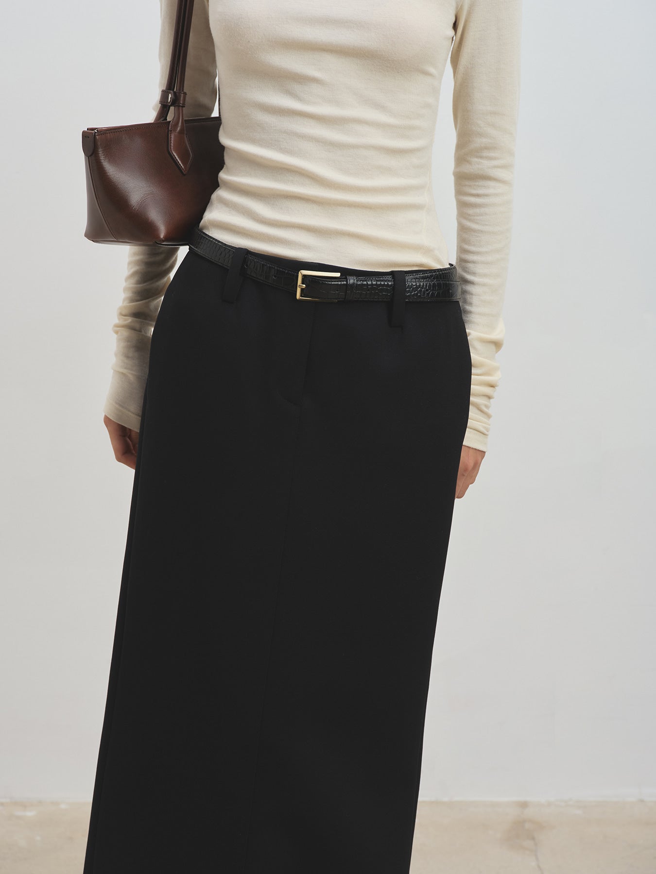Tonywack - Low-Waisted Wool-Twill Maxi Skirt (Black) product image 5 | TRAB K-Fashion Australia