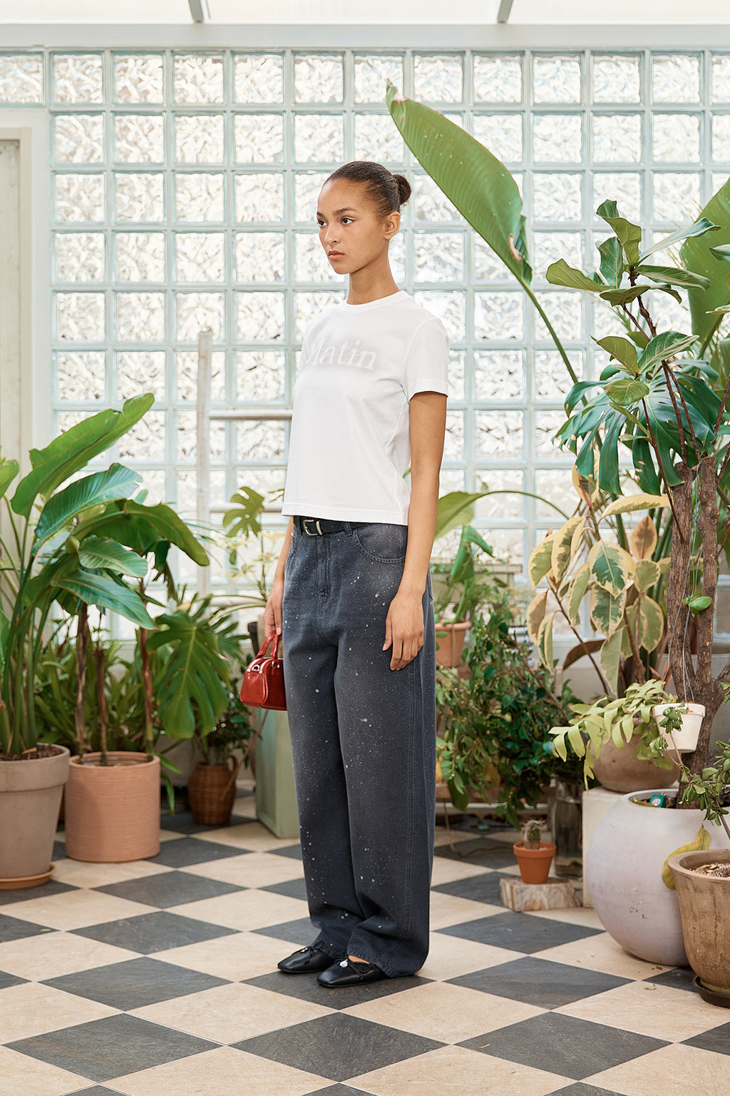 Matin Kim - Back Line Point Soft Shiny Denim Pants (Navy) product image 8 | TRAB K-Fashion Australia