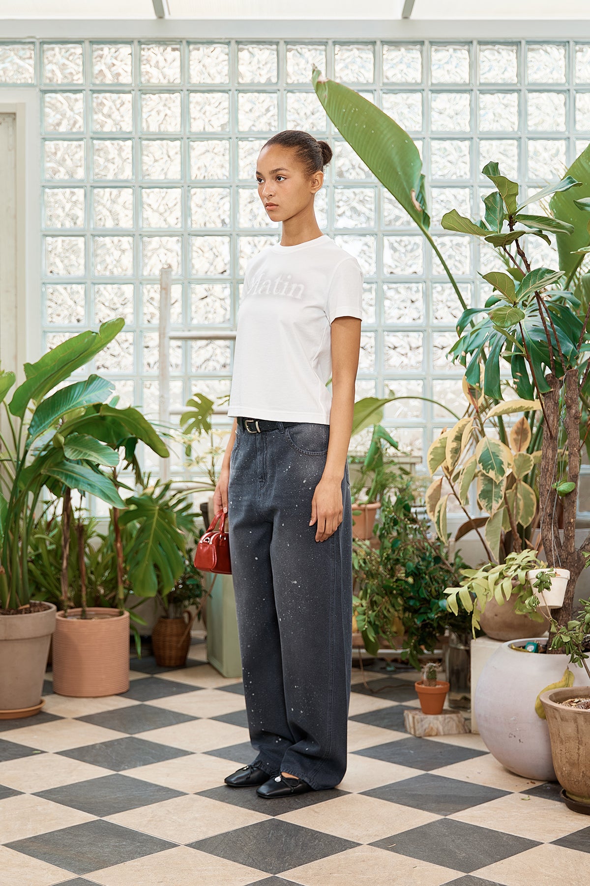 Matin Kim - Back Line Point Soft Shiny Denim Pants (Navy) product image 8 | TRAB K-Fashion Australia