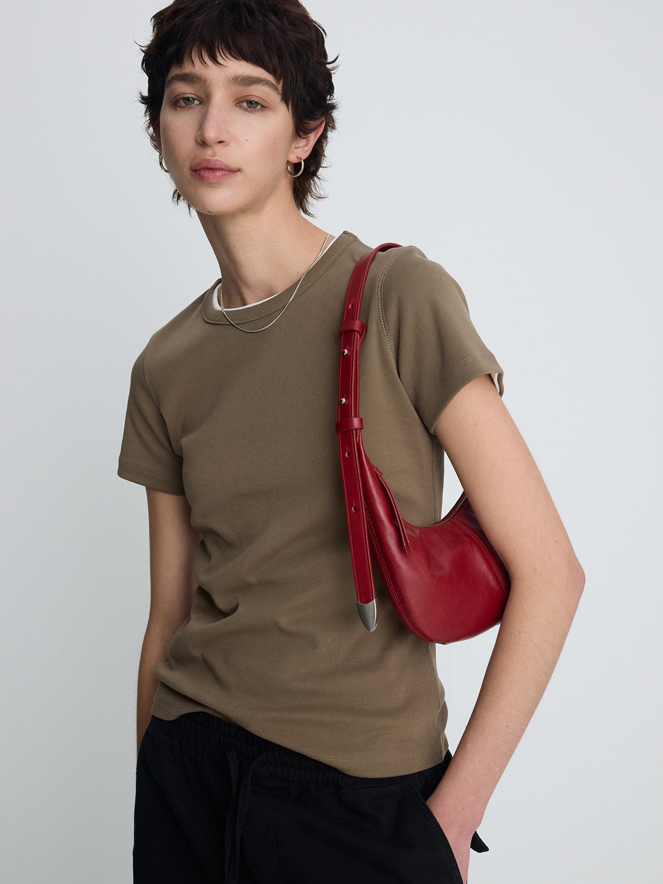 Tonywack - Ribbed Half Sleeve T-Shirts (Taupe) product image 3 | TRAB K-Fashion Australia