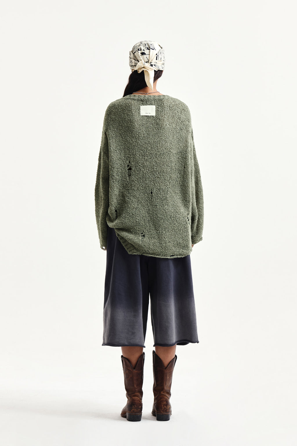 Matin Kim - Vintage Washed Back Logo Bermuda Sweatpants (Charcoal) product image 8 | TRAB K-Fashion Australia