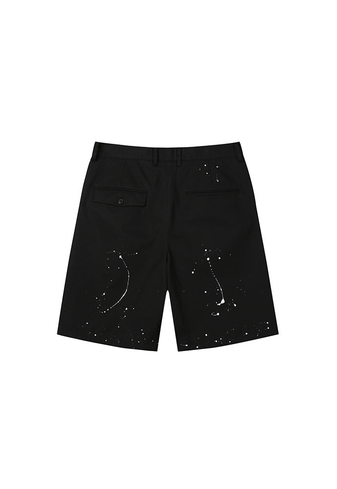 Tonywack - Row Painting Pleated Wide Shorts (Black) product image 1 | TRAB K-Fashion Australia