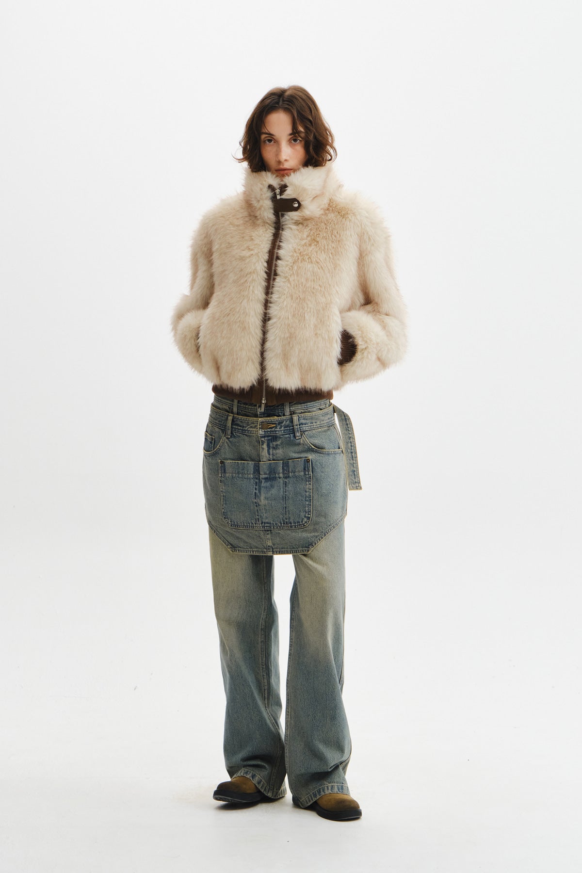 Matin Kim - Apron Layered Denim Pants (Blue) product image 11 | TRAB K-Fashion Australia