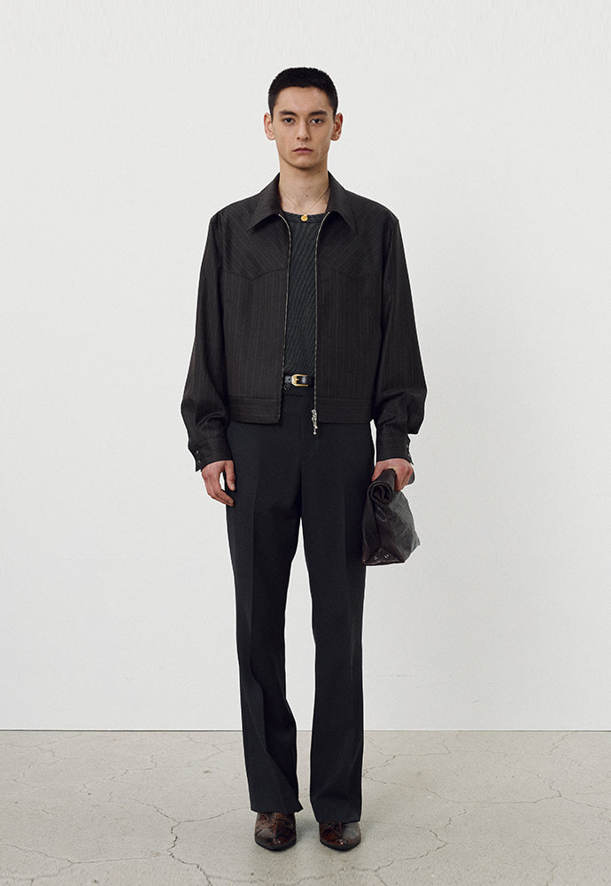 Tonywack - Worsted Wool Western Blouson Jacket (Brown Stripe) product image 2 | TRAB K-Fashion Australia