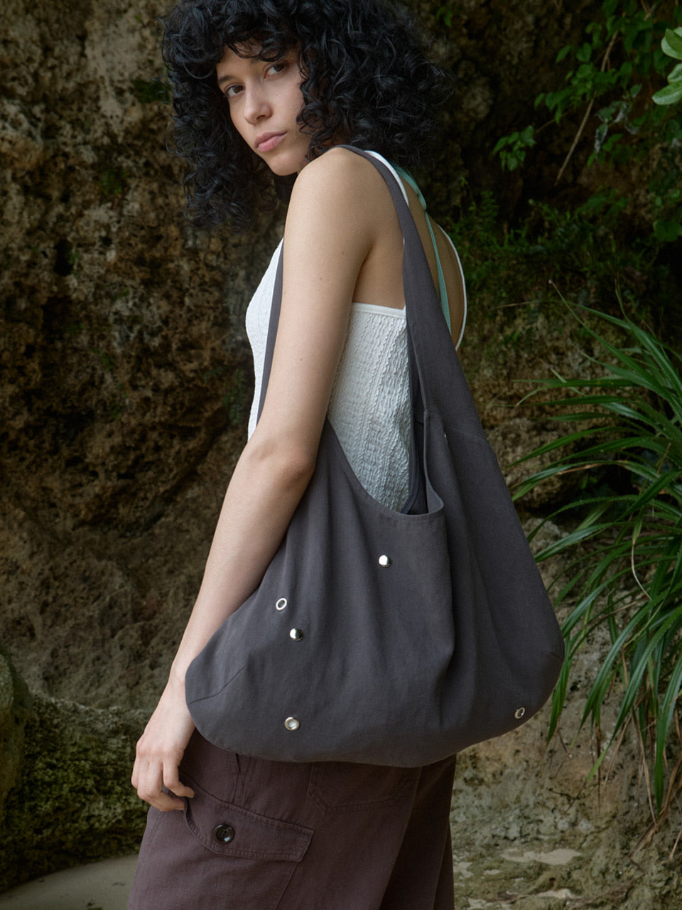 Kijun - Stud Hobo Bag (Charcoal) product image 1 | TRAB K-Fashion Australia