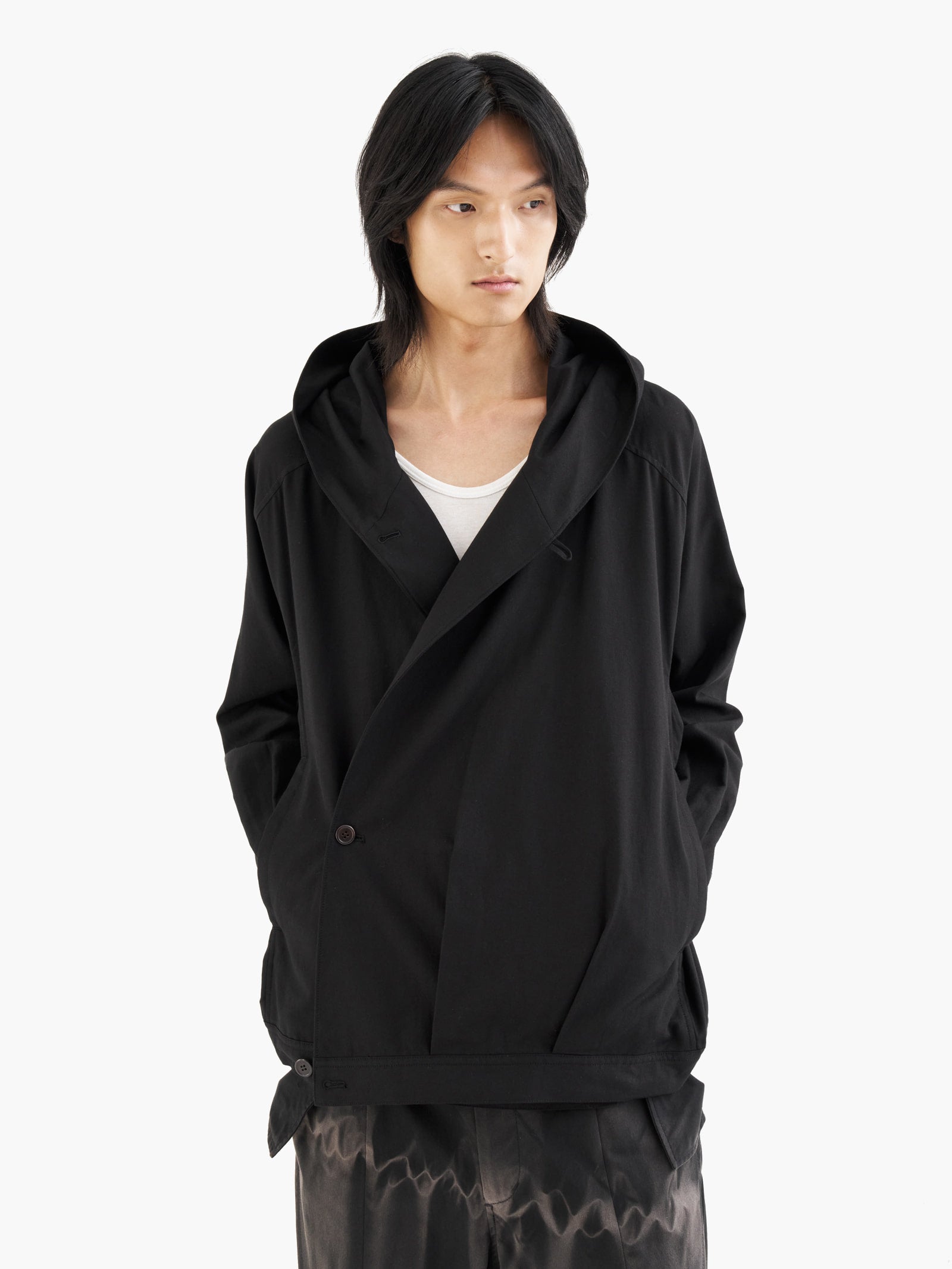 Jiyong Kim - Draped Wrap Hood Jacket (Black) product image 2 | TRAB K-Fashion Australia