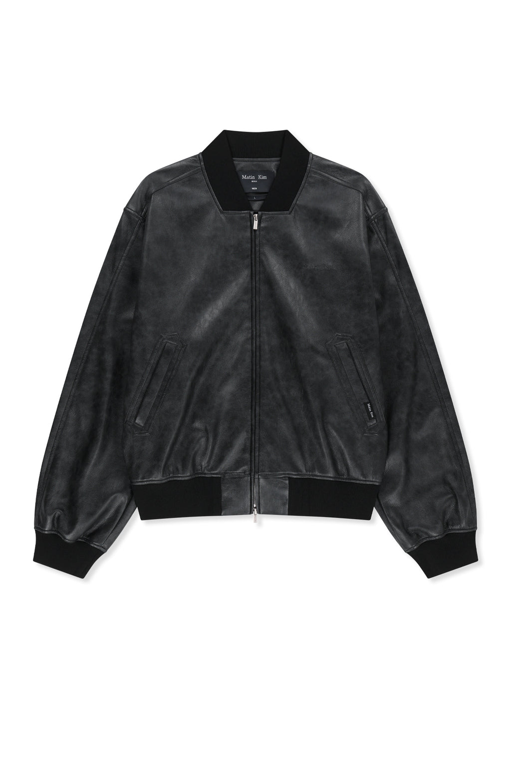Matin Kim - Faux Leather Rib Collar Blouson (Black) product image 12 | TRAB K-Fashion Australia