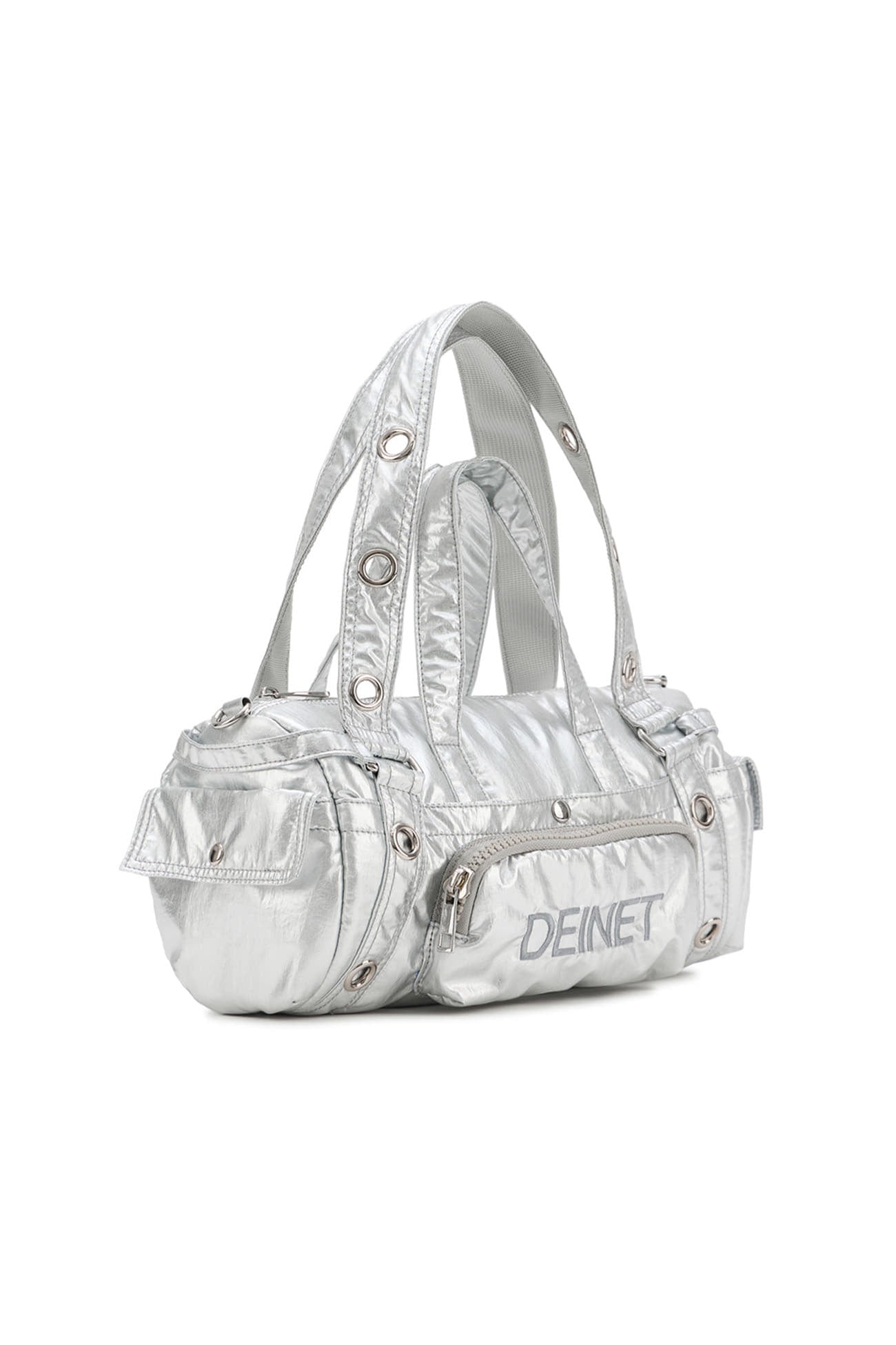 Deinet - Eyelet Glossy Mini Duffle Bag (Silver) product image 6 | TRAB K-Fashion Australia