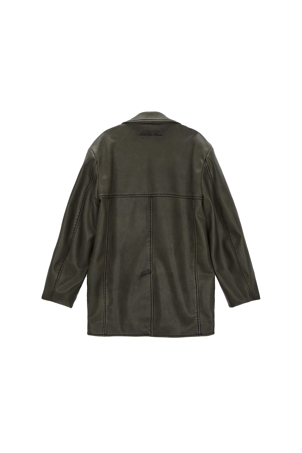 Matin Kim - Washed Leather Single Jacket (Khaki) product image 2 | TRAB K-Fashion Australia