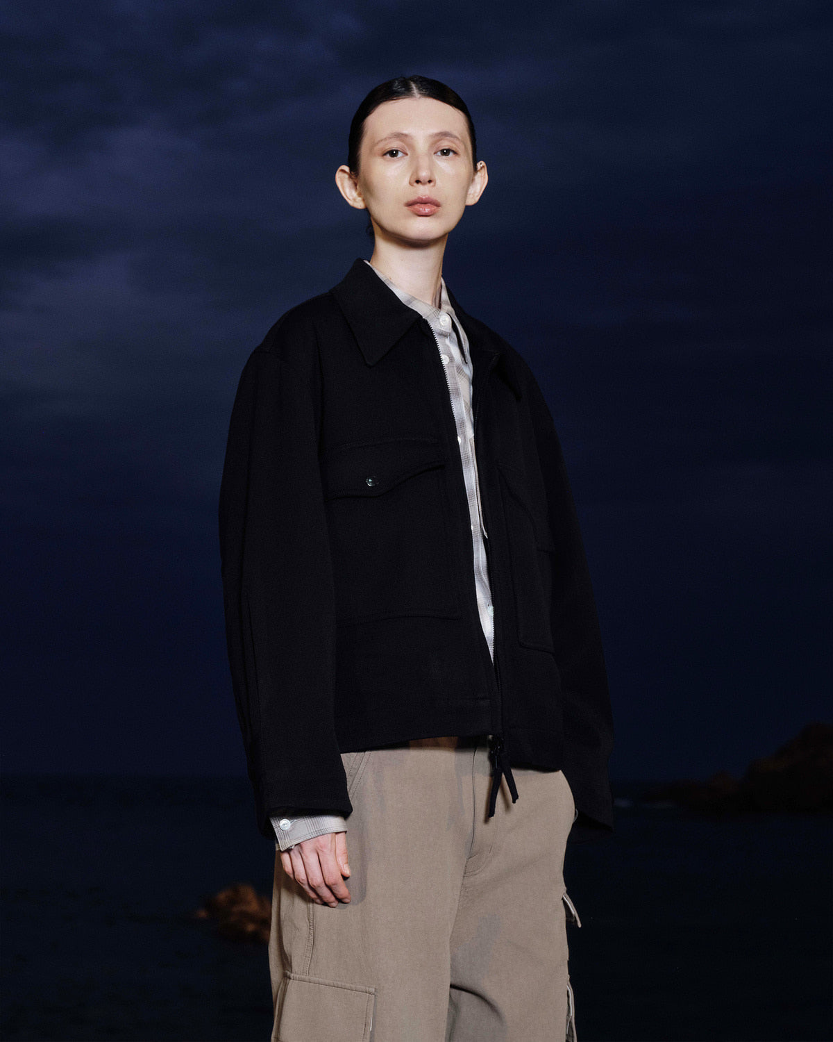 Eastlogue - Pilot Pleats Blouson Jacket (Black Twill) product image 3 | TRAB K-Fashion Australia