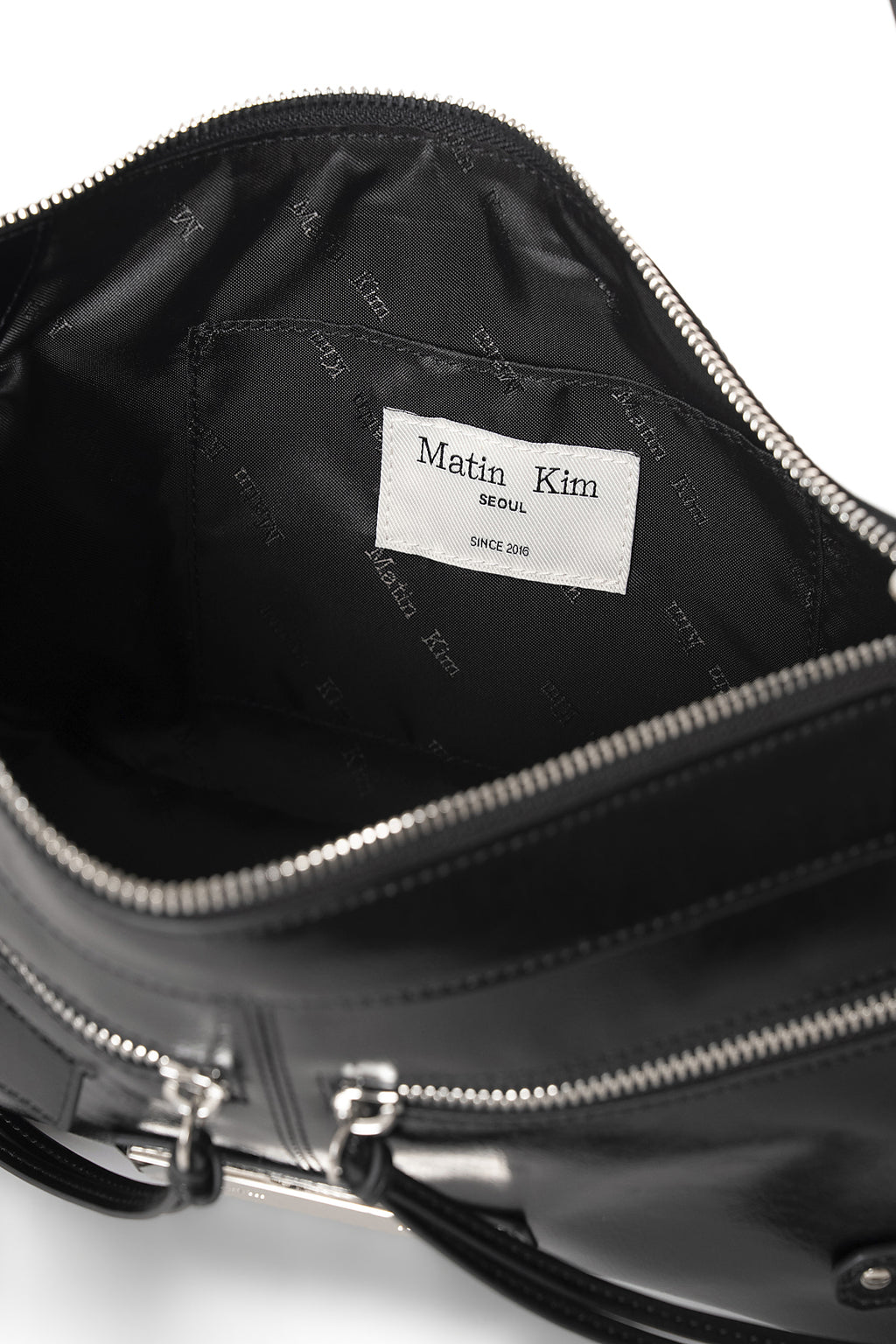 Matin Kim - Side Buckle Biker Shoulder Bag (Black) product image 5 | TRAB K-Fashion Australia
