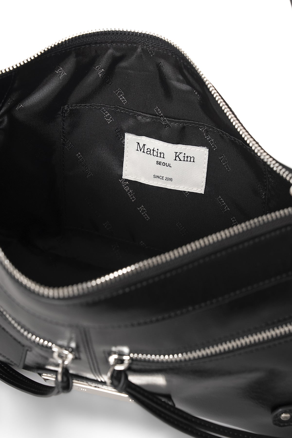 Matin Kim - Side Buckle Biker Shoulder Bag (Black) product image 5 | TRAB K-Fashion Australia