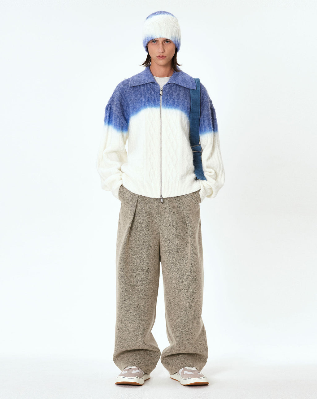 Ader Error - Rowy knit zip-up (Ivory) product image 1 | TRAB K-Fashion Australia