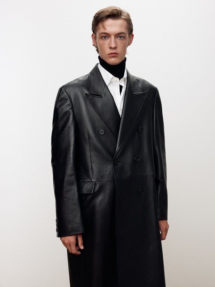 Tonywack - Nappa Leather Double-Breasted Coat (Black) product image 8 | TRAB K-Fashion Australia