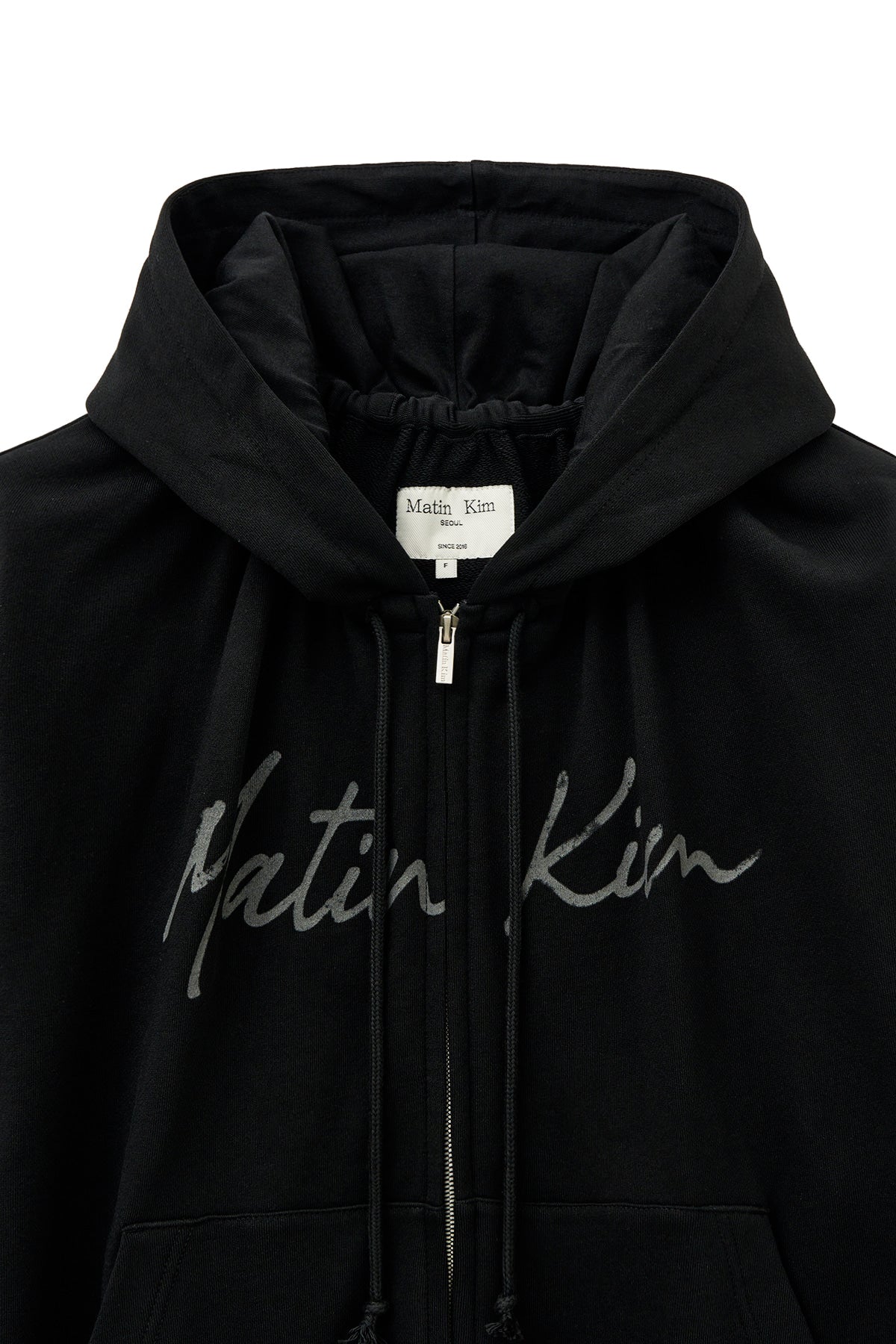 Matin Kim - Drawstring Point Zip Up Hoody (Black) product image 3 | TRAB K-Fashion Australia