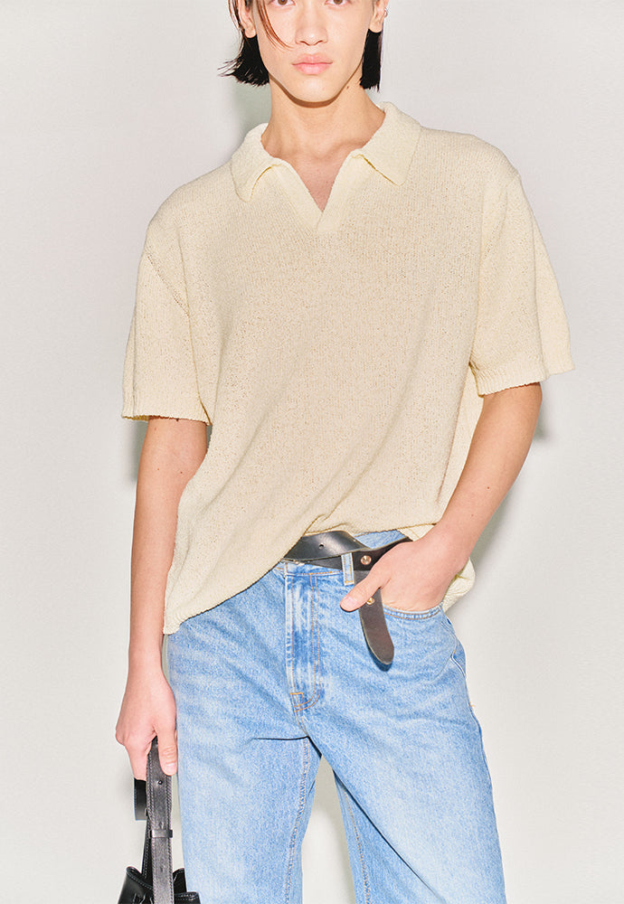 Tonywack - Soft Textured Boucle Open-Collar Knit (Pale Yellow) product image 4 | TRAB K-Fashion Australia