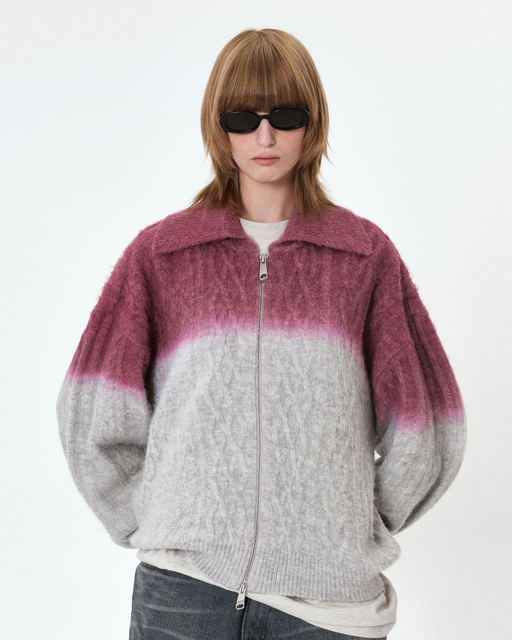 Ader Error - Rowy knit zip-up (Grey) product image 2 | TRAB K-Fashion Australia