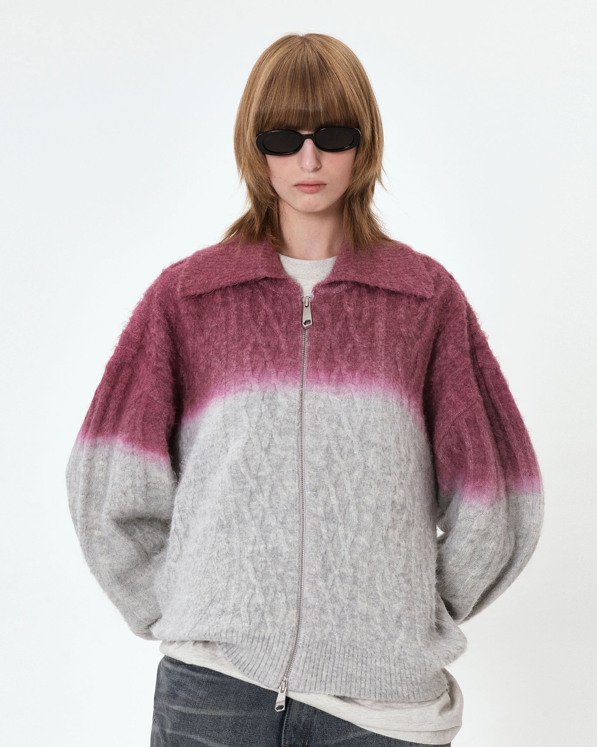 Ader Error - Rowy knit zip-up (Grey) product image 2 | TRAB K-Fashion Australia