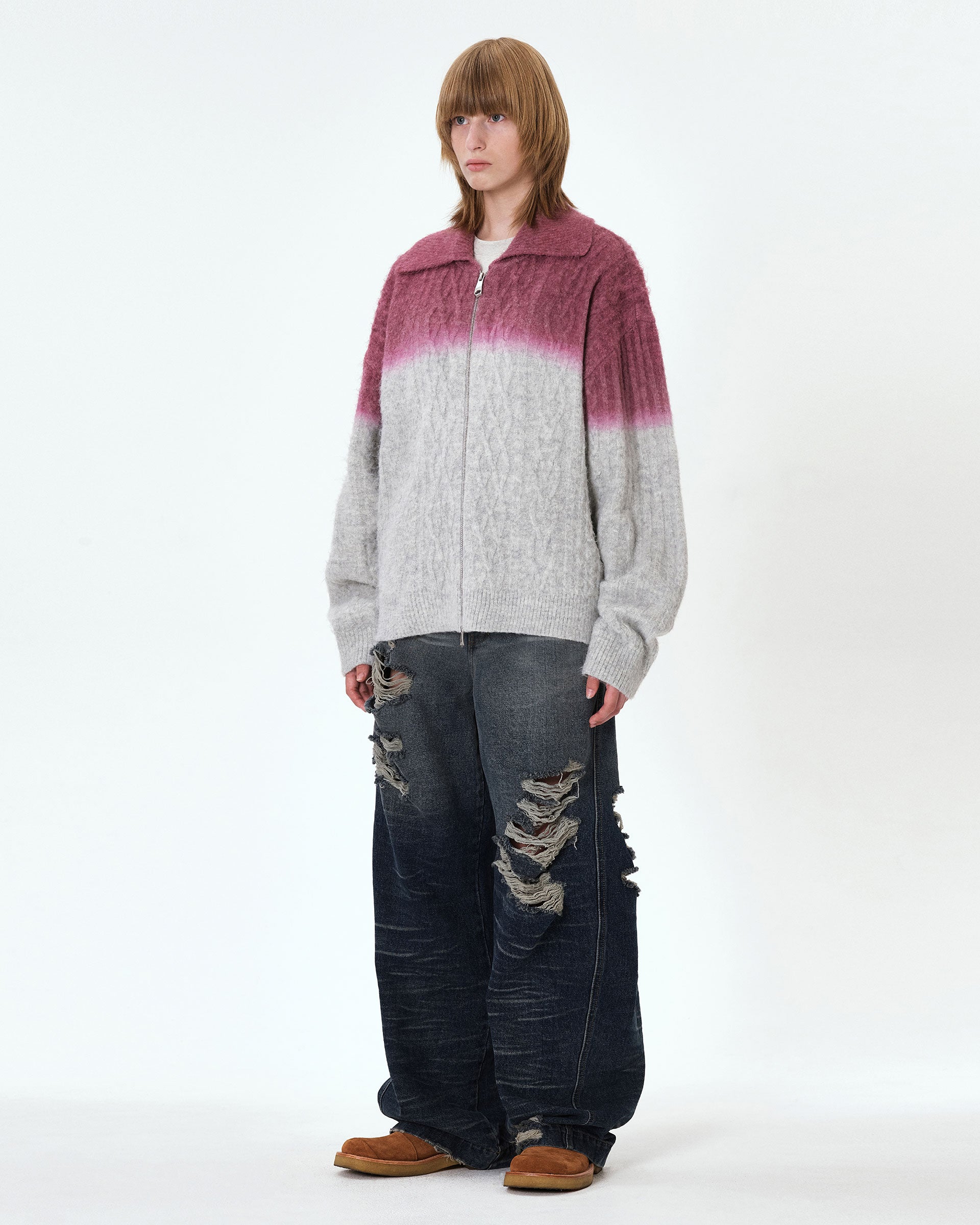 Ader Error - Rowy knit zip-up (Grey) product image 4 | TRAB K-Fashion Australia