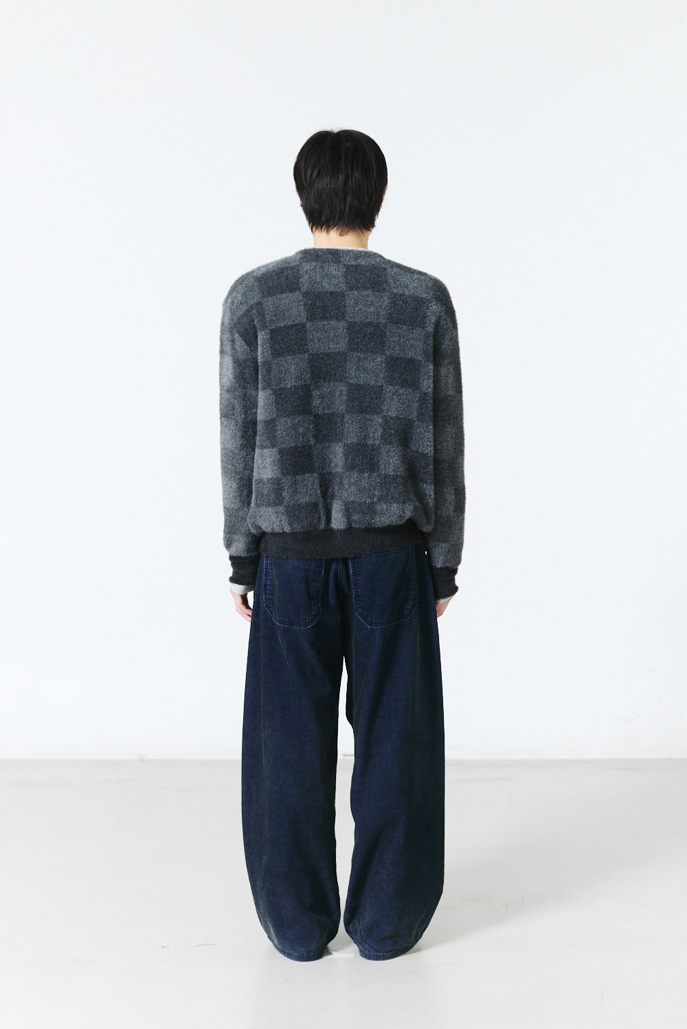 Hatchingroom - Hairy Cardigan Checkerboard (Charcoal/Grey) product image 10 | TRAB K-Fashion Australia