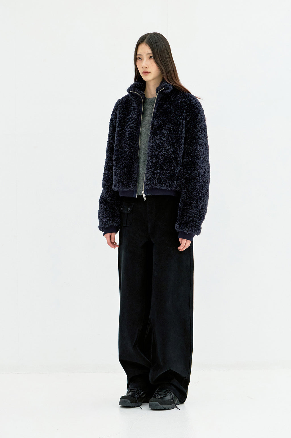 Coor - Curly Fake Fur Jumper (Navy) product image 3 | TRAB K-Fashion Australia