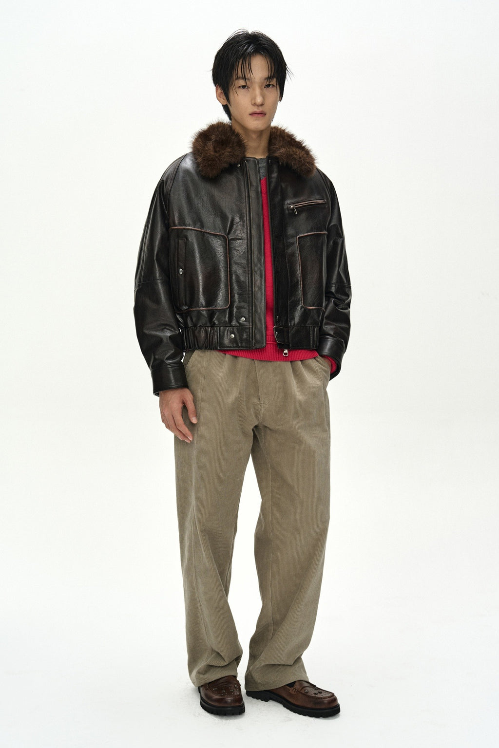 Andersson Bell - Buffalo Leather Bomber Jacket (Dark Brown) product image 1 | TRAB K-Fashion Australia