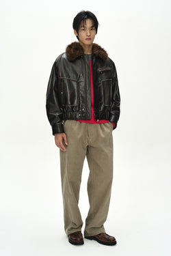 Andersson Bell - Buffalo Leather Bomber Jacket (Dark Brown) product image 1 | TRAB K-Fashion Australia