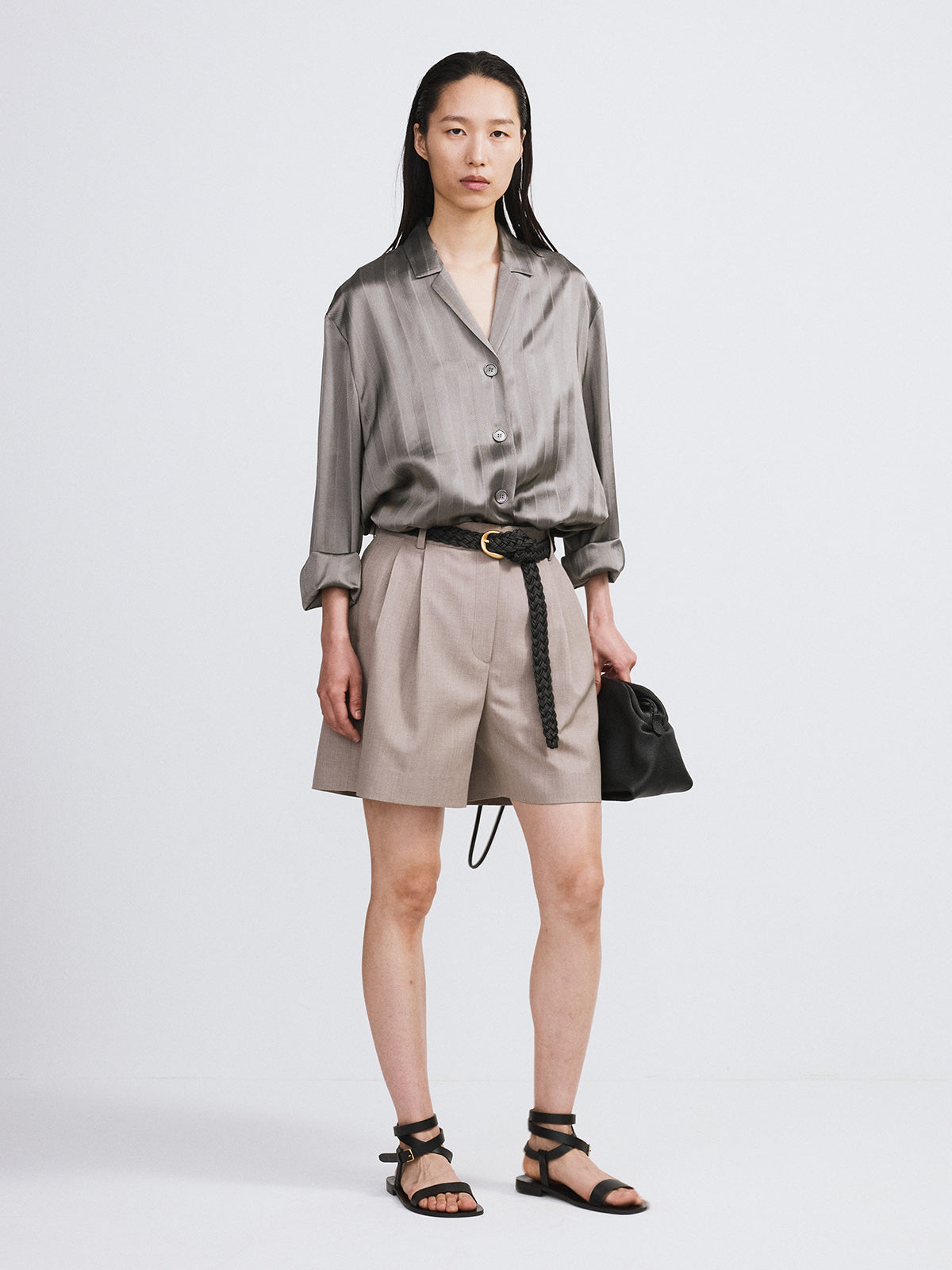 Recto - Double Pleated Shorts (Sepia Grey) product image 2 | TRAB K-Fashion Australia