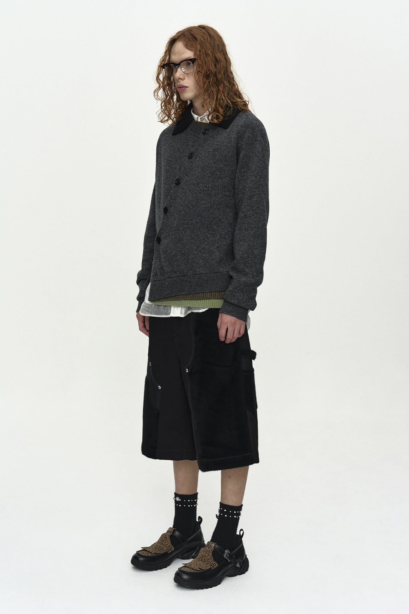 Andersson Bell - Layered Collar Cardigan (Charcoal) product image 3 | TRAB K-Fashion Australia