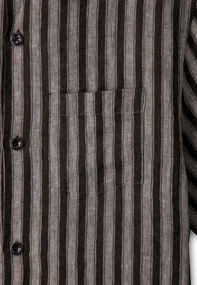 Art if acts - Linen Stripe Camp Half Shirt (Wood) product image 10 | TRAB K-Fashion Australia