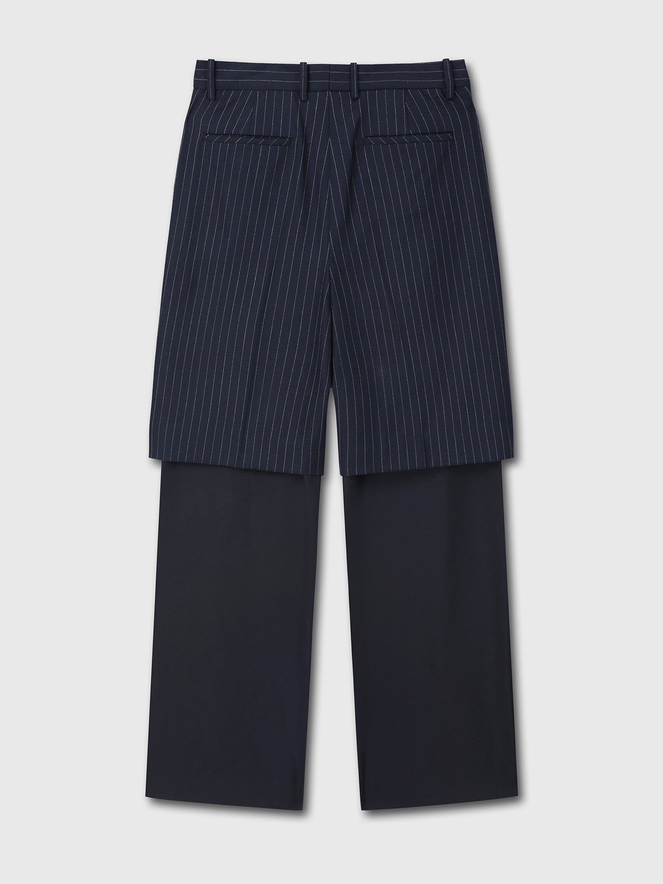 Tonywack - Striped Wool Layered Trousers (Navy Pinstripe) product image 8 | TRAB K-Fashion Australia