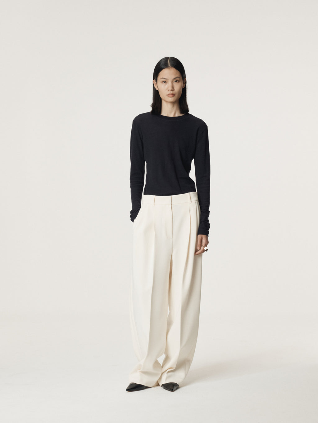 Recto - Double Pleated Wide Pants (Cream) product image 2 | TRAB K-Fashion Australia