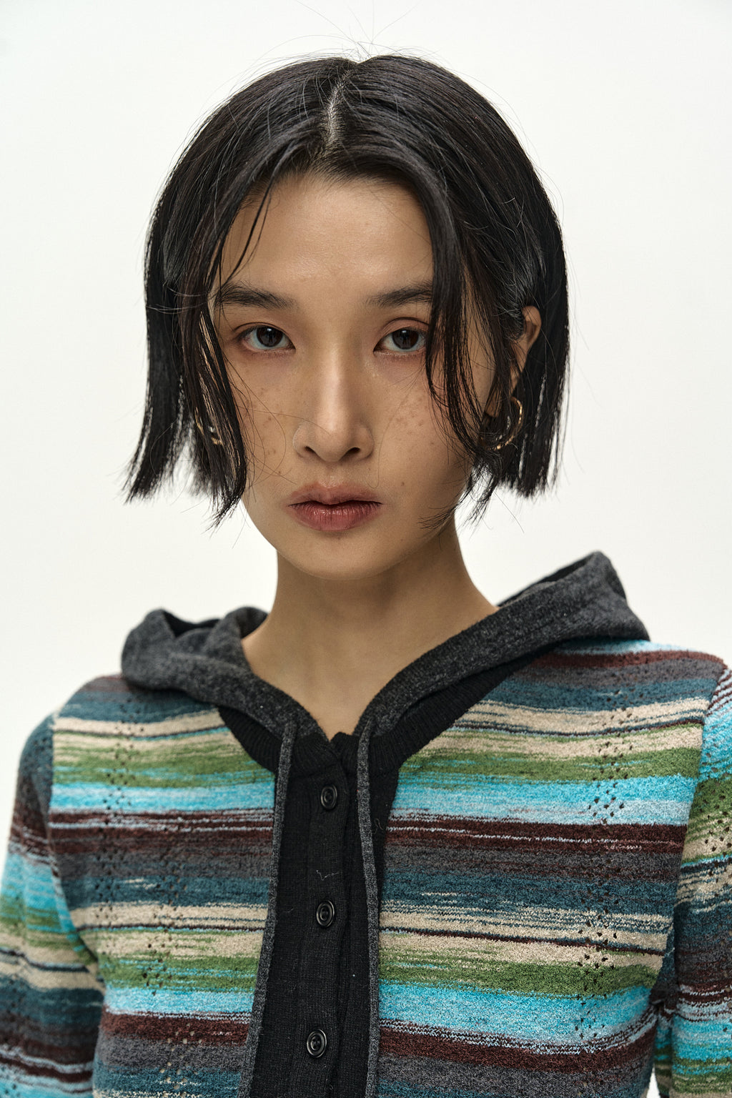Andersson Bell - Layered Multi-Stripe Hooded Cardigan (green/blue) (Green/Blue) product image 6 | TRAB K-Fashion Australia