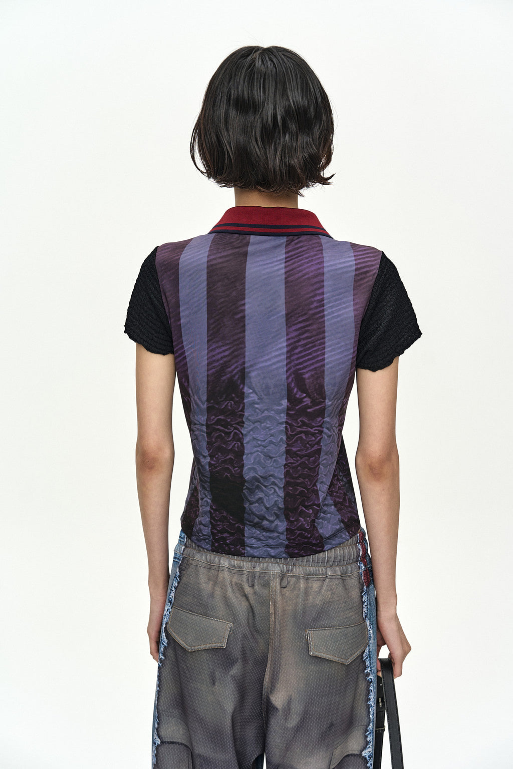 Andersson Bell - Vintage Printed Collar Top (Navy/Wine) product image 5 | TRAB K-Fashion Australia