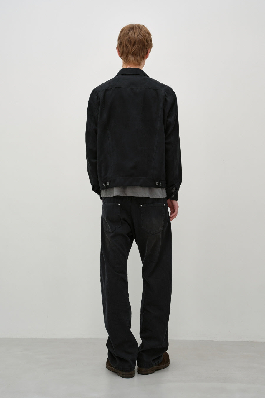 Insilence - Faux Suede Trucker Jacket (Black) product image 5 | TRAB K-Fashion Australia