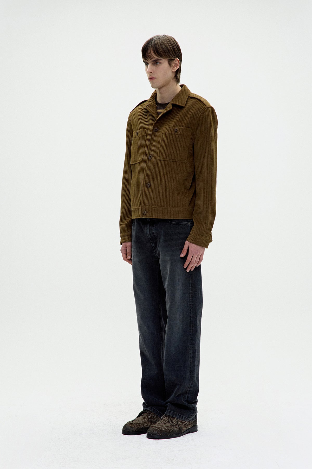 Coor - Ribbed Texture Battle Dress Jacket (Camel) product image 3 | TRAB K-Fashion Australia