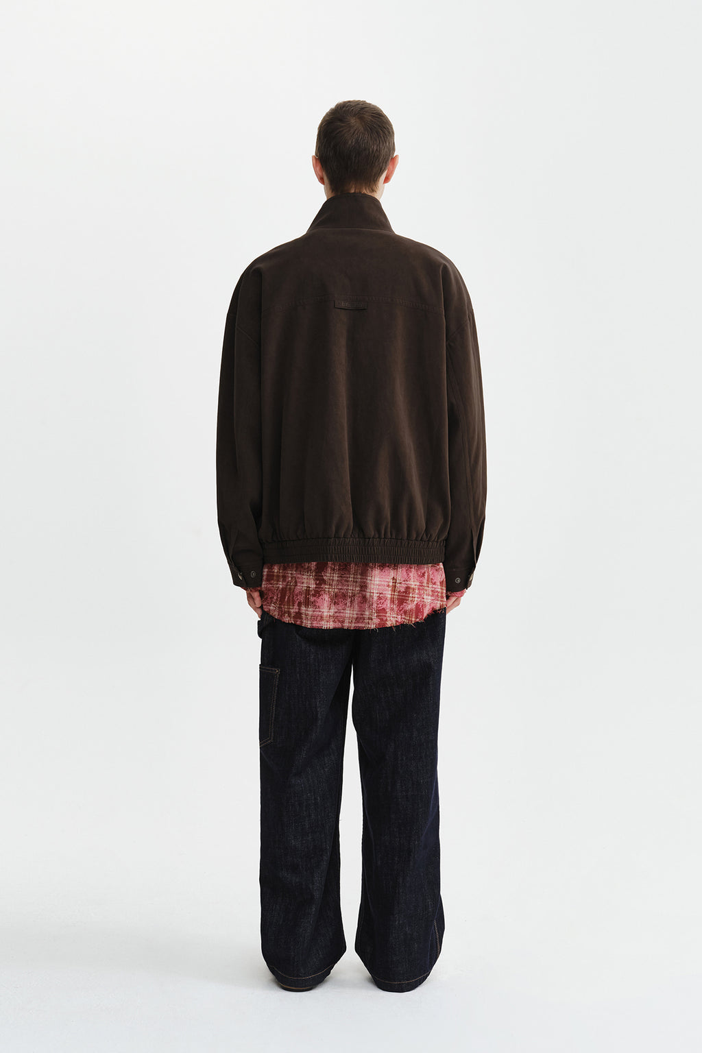 Matin Kim - Small Logo Faux Suede High Neck Jumper (Brown) product image 9 | TRAB K-Fashion Australia