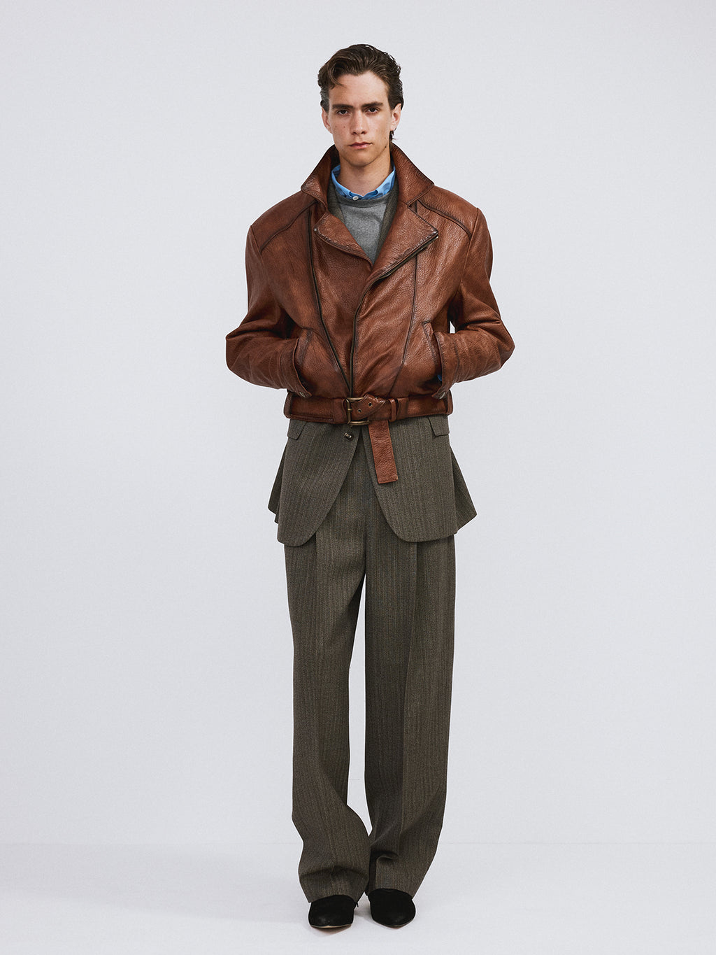 Recto - Vintage Effect Biker Jacket (Cognac) product image 2 | TRAB K-Fashion Australia