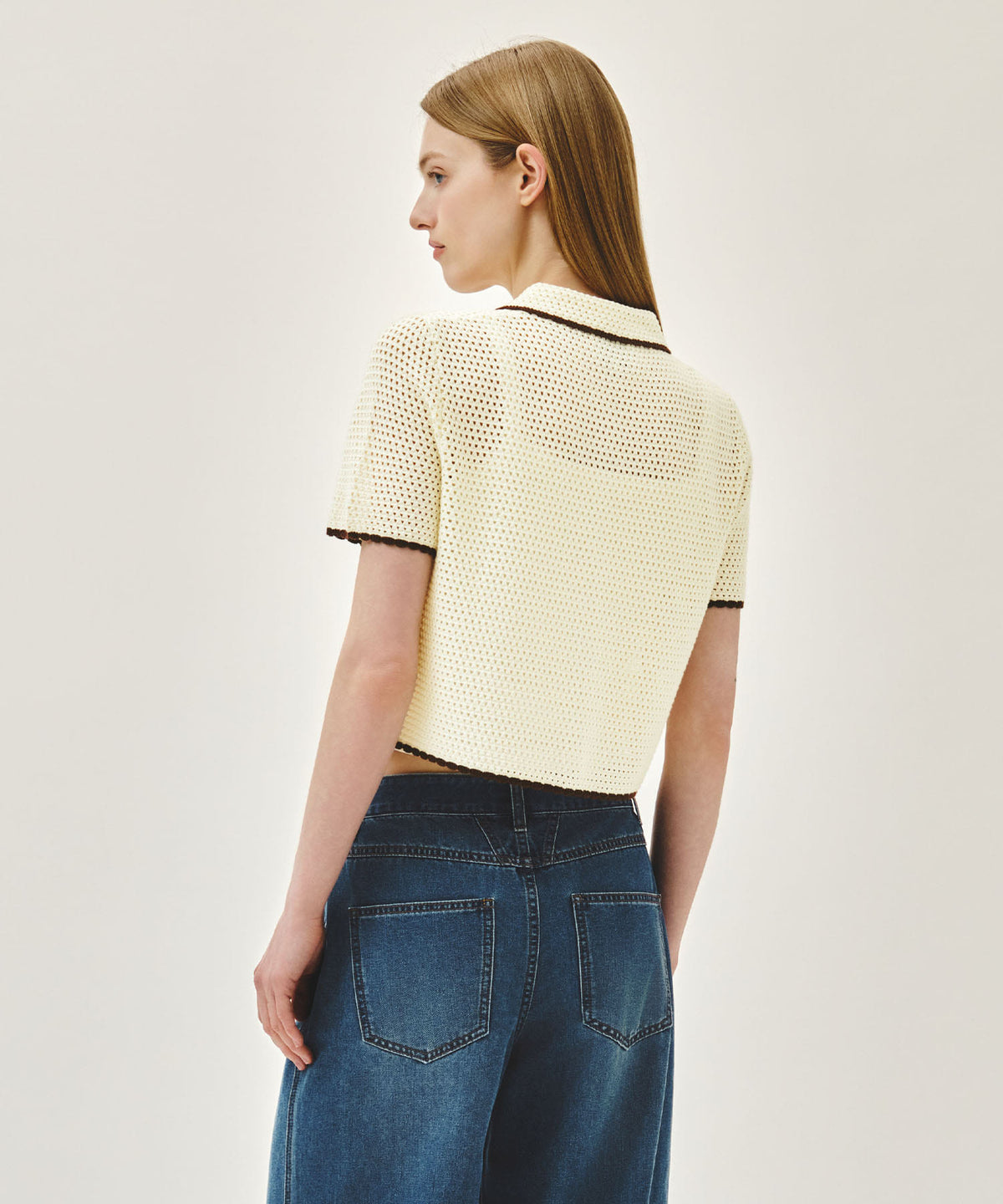 Marithe & Francois Girbaud - Crochet Half Knit Cardigan (Ivory) product image 3 | TRAB K-Fashion Australia
