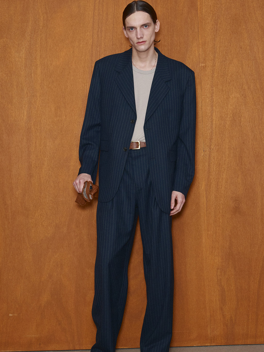 Tonywack - Striped Wool Oversized Tailored Jacket (Navy Pinstripe) product image 7 | TRAB K-Fashion Australia