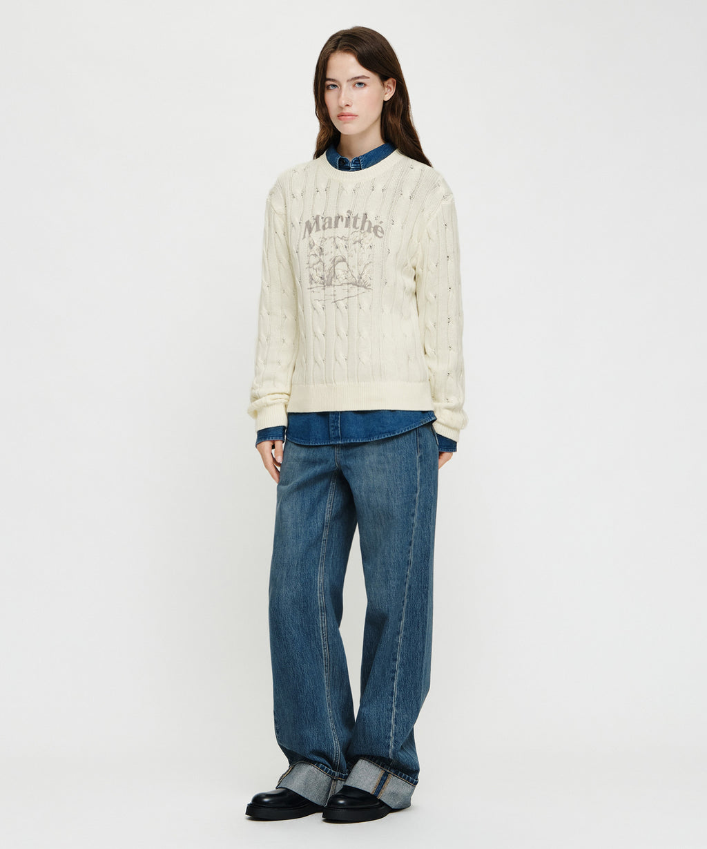 Marithe & Francois Girbaud - [Pre-order – Ships 7 Oct] Semi-wide Turn Up Denim Pants (Blue) product image 5 | TRAB K-Fashion Australia