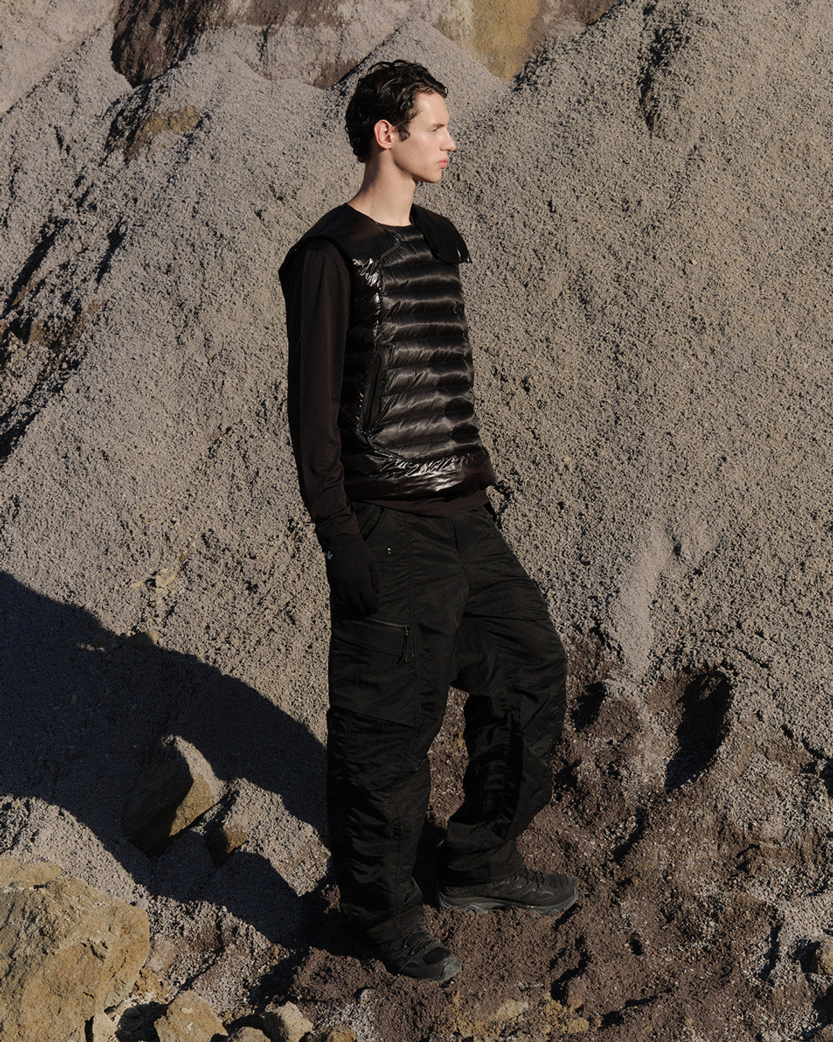 Eastlogue - Asymmetric Bullet Proof Down Vest (Black) product image 2 | TRAB K-Fashion Australia