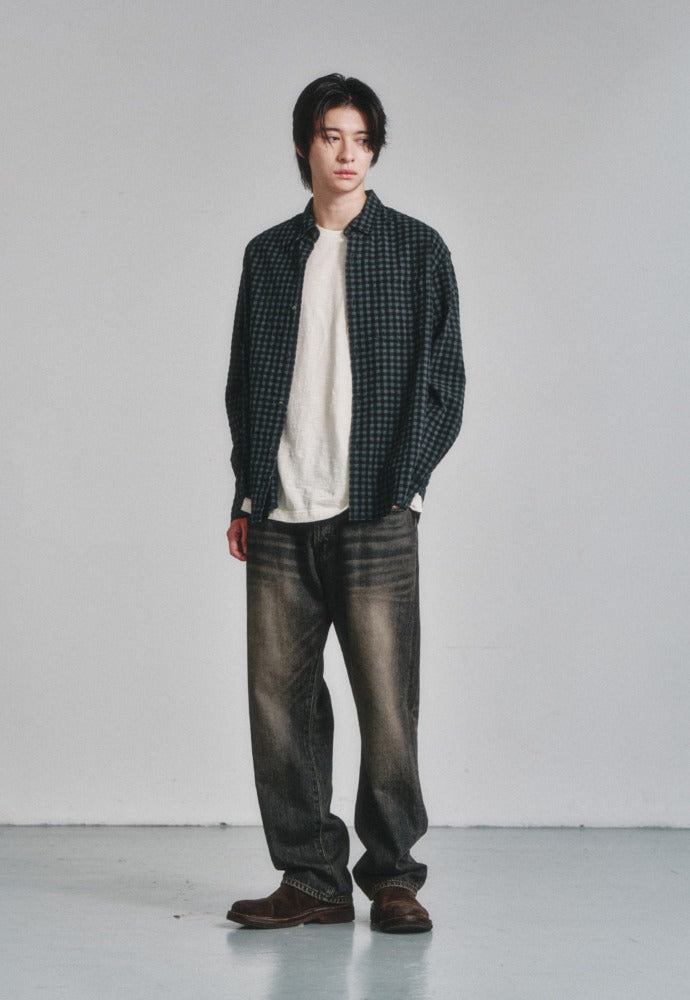 Art if acts - Gingham Check Oxford Shirt (Grey/Black) product image 1 | TRAB K-Fashion Australia