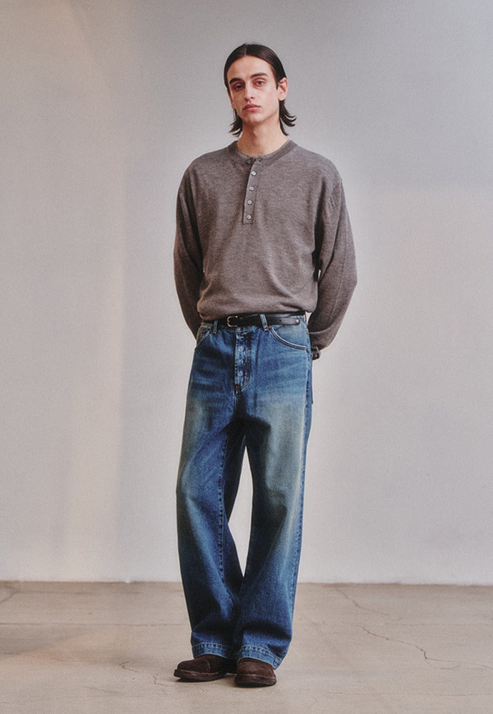 Art if acts - Vintage Wide Denim Pants (Washed Indigo) product image 1 | TRAB K-Fashion Australia
