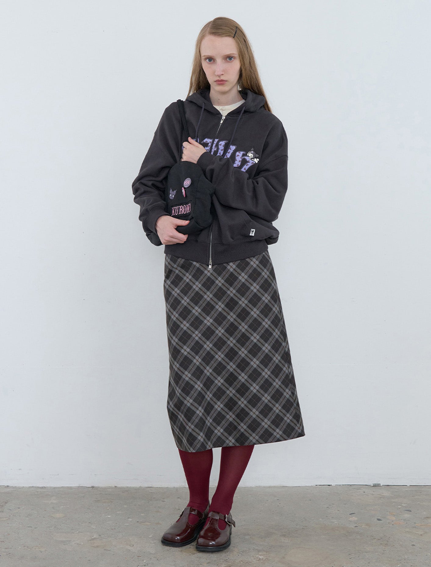Kijun - Kuromi Rose Zip-up Hoodie (Charcoal) product image 4 | TRAB K-Fashion Australia