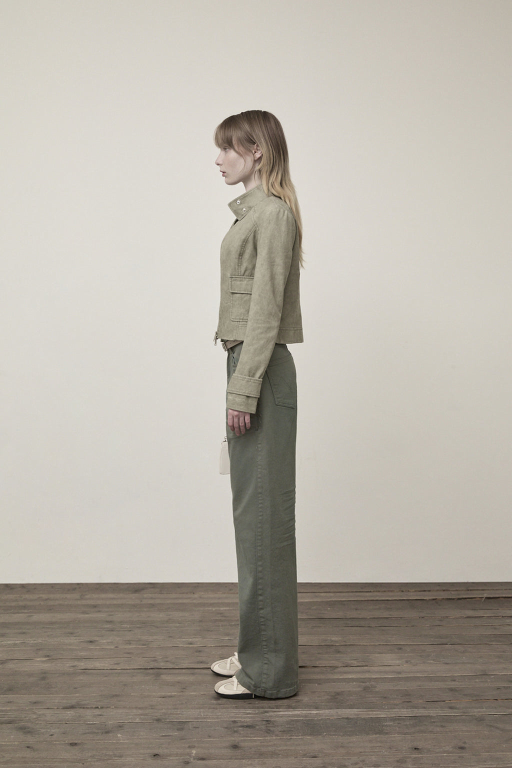 Matin Kim - Washed Slim Biker Jumper (Light Khaki) product image 6 | TRAB K-Fashion Australia