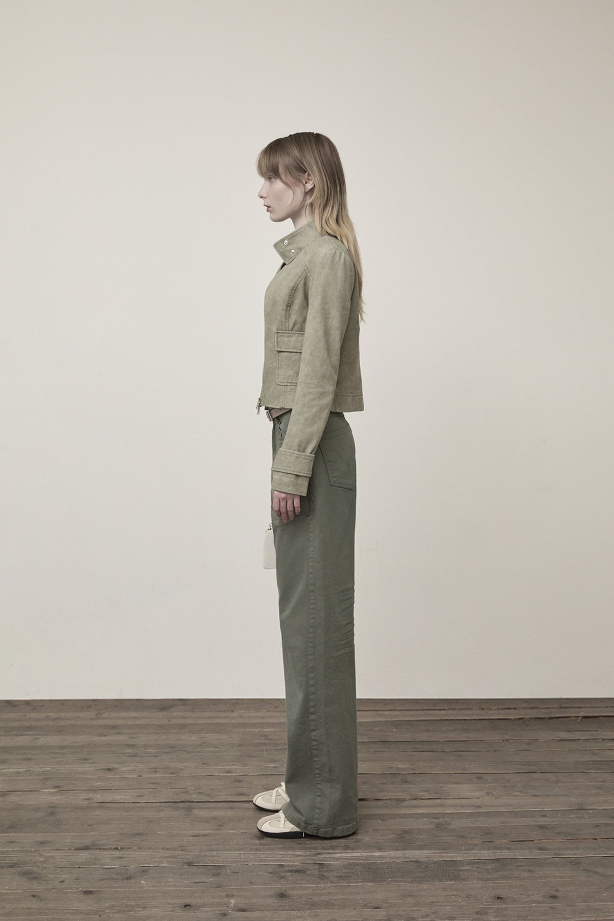 Matin Kim - Washed Slim Biker Jumper (Light Khaki) product image 6 | TRAB K-Fashion Australia