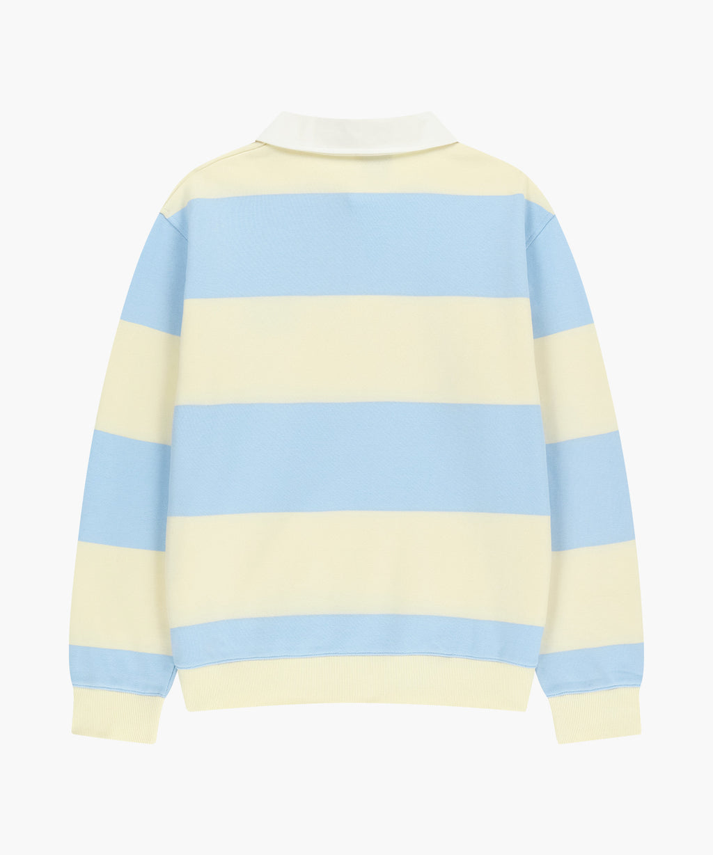 Marithe & Francois Girbaud - Small Classic Logo Rugby Stripe Sweatshirt (Sky Blue) product image 5 | TRAB K-Fashion Australia