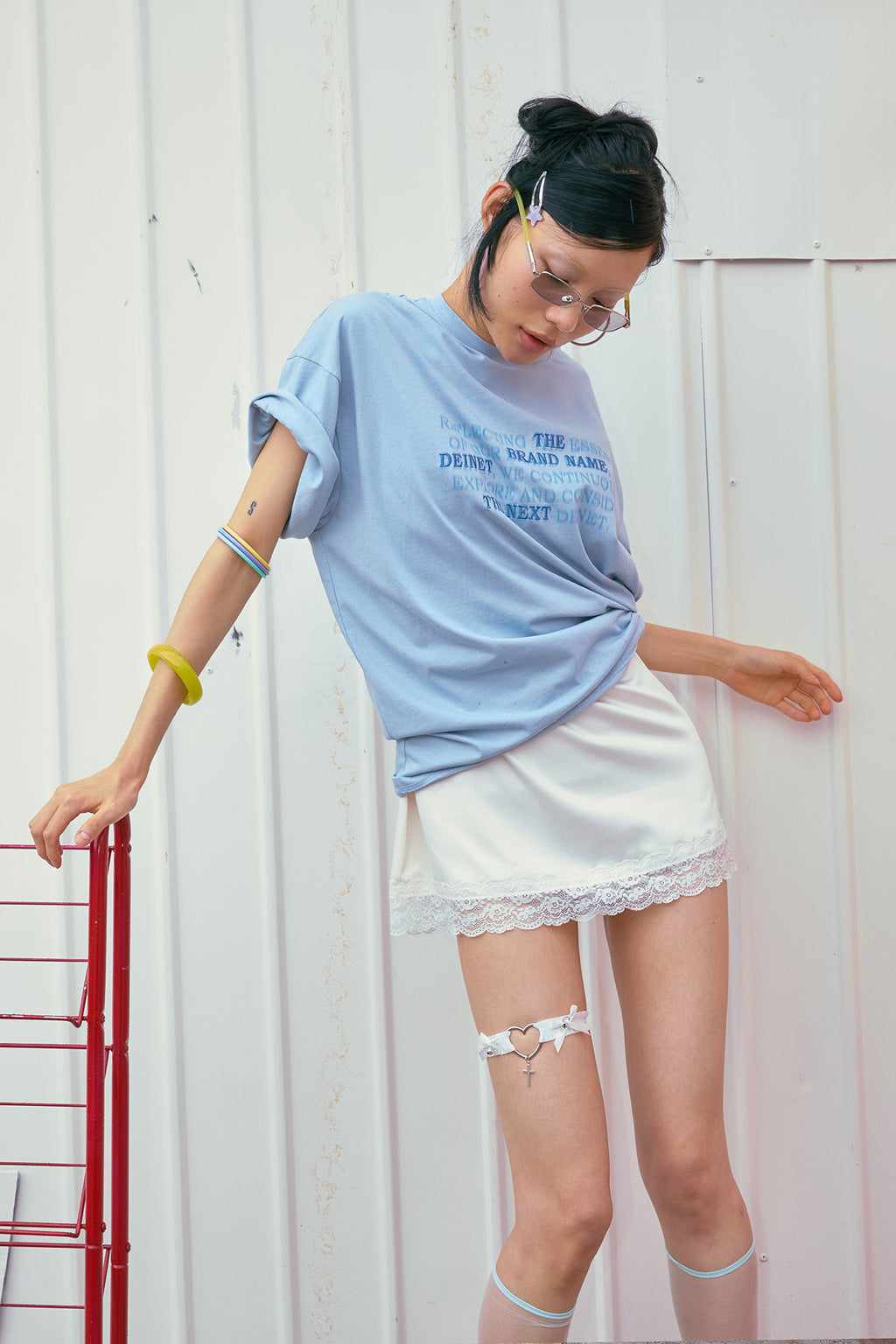 Deinet - Lettering T-Shirt (Sky Blue) product image 8 | TRAB K-Fashion Australia